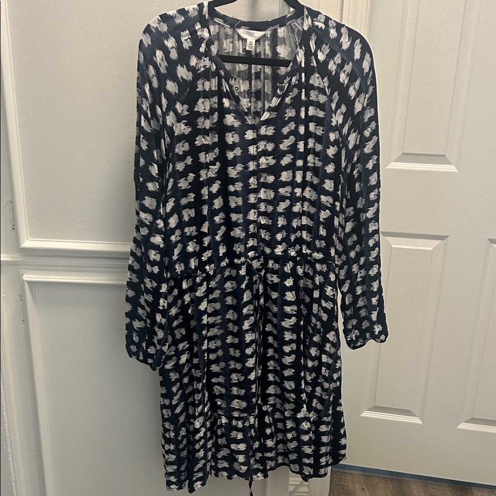 Time and Tru Navy and White Patterned Dress